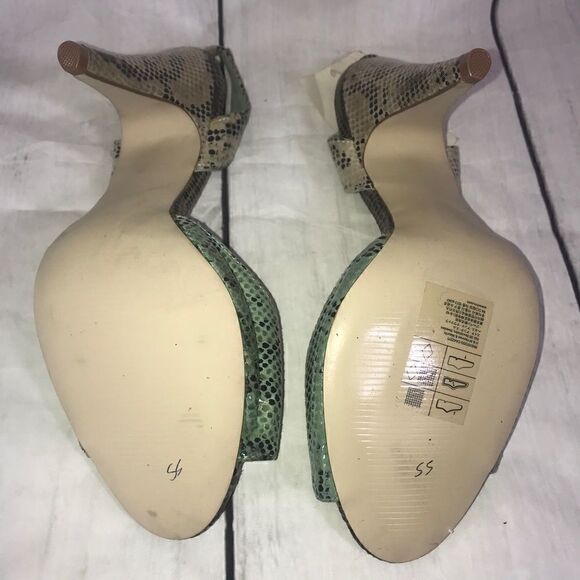 NEW! H&M Snake Skin Green/Beige Slingback Pumps 6 - Picture 7 of 7